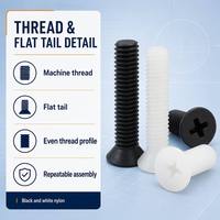 Tornillos de máquina Phillips de cabeza plana avellanada de nailon blanco y negro M2-M8, de plástico PA66, aislantes e ignífugos
