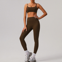 Vente en gros usine Personnalisé Manches longues Taille haute Léger Respirant Effet push-up Couleur unie Nylon brossé double face