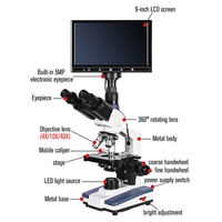 SCIEDU 9-inch LCD Mites Digital Binocular Microscope Medical Laboratory 5MP Electronic Eyepiece LED Light with Lcd Display