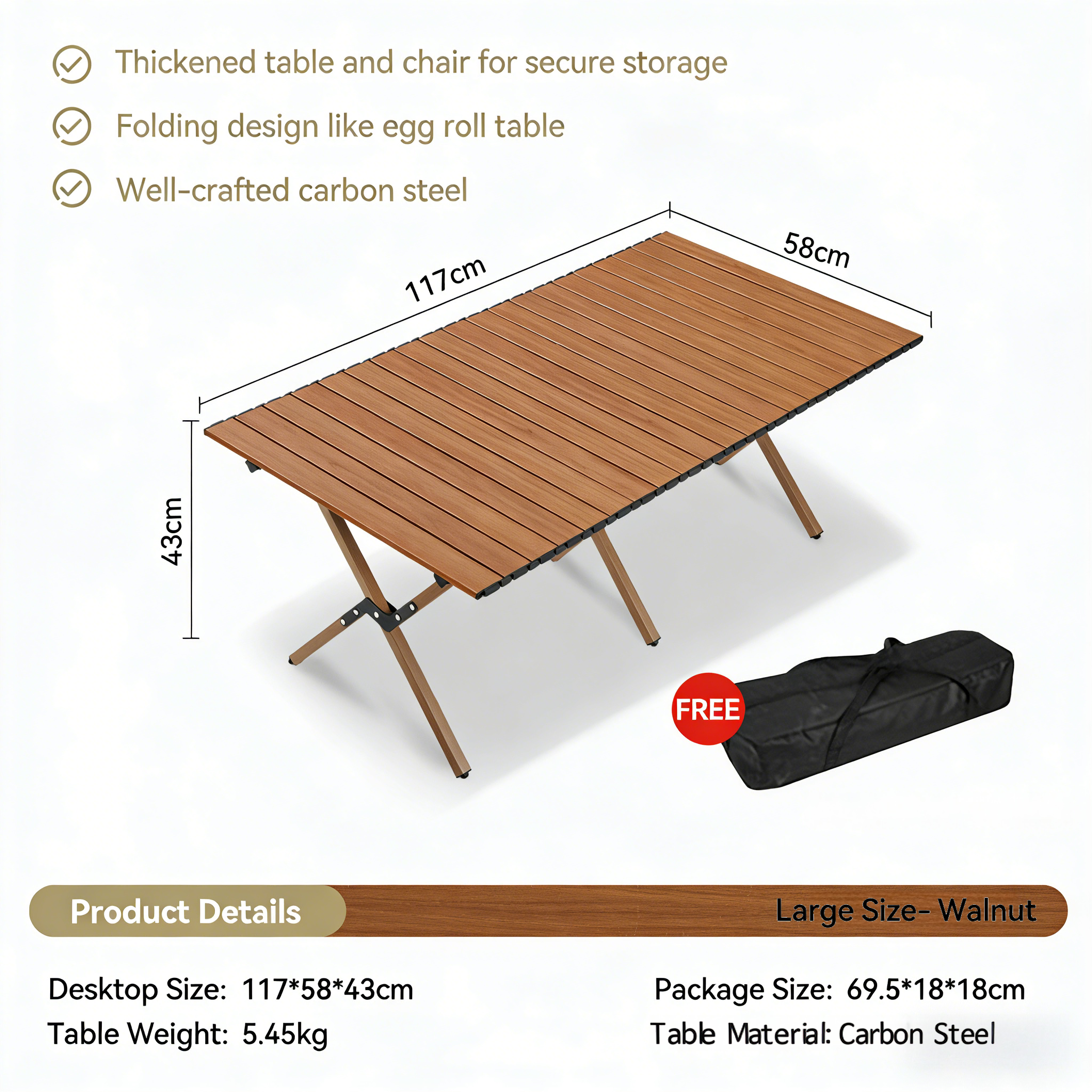 [Carbon Steel Version] Walnut Wood Grain 120CM