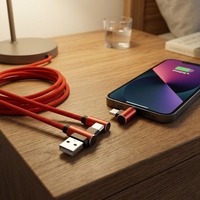 Kabel USB Pengisian Cepat 3A Tipe-C Mikro dengan Jalinan Nilon, Sudut Siku L, untuk Ponsel