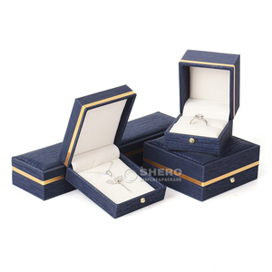 Custom Pu Leather <b>Jewelry</b> Box High Quality Gold Frame <b>Jewelry</b> Gift Box <b>Packaging</b> Luxury Leather Jewellery Box with logo - Product Image 4