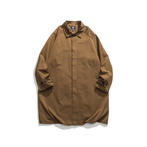 Parcas Parkas Pour Hommes otoño trabajo Parka chaqueta Color sólido básico solapa cárdigan Retro hombres cortavientos largo - Product Image 1