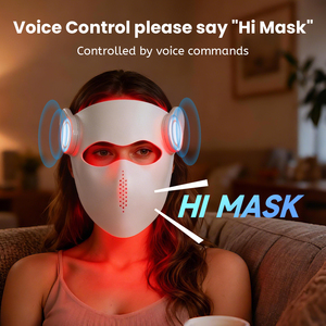 Maschera per Terapia a Luce Rossa Wireless con Controllo Vocale AI, Maschera Facciale a <span class=keywords><strong>LED</strong></span> Infrarossi in Silicone - Product Image 3