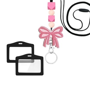 Porte-cartes en cuir transparent double face (horizontal et vertical), avec cordon en silicone et boucle. Un excellent - Product Image 5