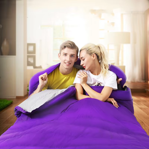 Sac de couchage double ultraléger de style populaire, confortable, rectangulaire, pour deux personnes, avec boîte à pieds enveloppante et fermeture éclair de type enveloppe - Product Image 4