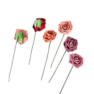 Flores artificiales de espuma PE de 7 cm con tallo, tipo rosa - Product Image 3