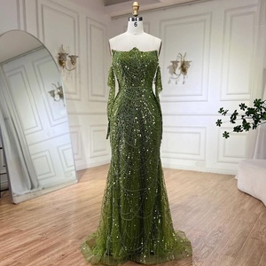 Serene <span class=keywords><strong>Hill</strong></span> LA72352 Elegantes Vestidos de Noche Verde Lima sin Tirantes con Cuentas de Perlas y <span class=keywords><strong>Guantes</strong></span>, Vestidos de Fiesta Formales para Mujer - Product Image 5