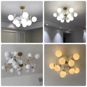 Современная Роскошная нордическая Люстра для детской комнаты, гостиной, столовой, красочный домашний декор, подвесная люстра со стеклянным шаром - Product Image 4