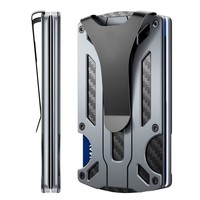 Penjepit Uang Minimalis Ultra Tipis Staronact dari Aluminium, Tempat Kartu, Dompet Anti Maling RFID untuk Pria, Logo Custom