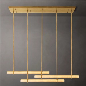 Luminaire suspendu moderne, simple, créatif et luxueux pour escalier d'hôtel, salon, tube linéaire LED <span class=keywords><strong>en</strong></span> <span class=keywords><strong>laiton</strong></span> et albâtre - Product Image 1