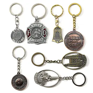 Retro Souvenir Key Chains Wholesale 3d Metal Bronze Brass Gold Personalized Logo Keyring Engraved Custom Key Chains