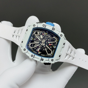 Luxury 35-03 Carbon Fiber Sports <b>Watch</b> Tonneau <b>Skeleton</b> Design White Rubber Strap Men's <b>Automatic</b> Mechanical <b>Watch</b> - Product Image 4