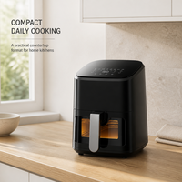 Friteuse à air carrée moderne 4,5 L, friteuse électrique de comptoir pour poulet frit et snacks