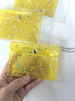 Porte-cartes en PVC avec bouton pression, mini porte-monnaie à paillettes, clip pour carte de repas, porte-monnaie, porte-carte d'identité d'étudiant, porte-document