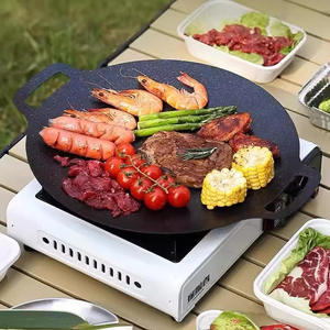 Plaque de cuisson barbecue antiadhésive sans fumée en pierre Maifan de qualité supérieure avec poignées pour les dîners en plein air, le camping, le jardin et la cour - Product Image 1