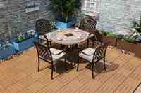 Nouvelle conception en stock, vente en gros, ensemble de table et de chaises de jardin en aluminium moulé pour terrasse, pub, balcon, meubles d'extérieur