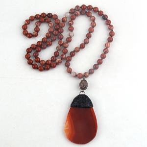 Nieuwe ontwerp lange geknoopte sieraden Amazoniet India Agaat steen ketting Agaat soldaat hanger steen hanger ketting - Product Image 2