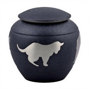 Elegant Metal Pet Urn with Heartfelt Carvings and Glossy Finish 75 Cubic Inches for Dignified Pet Ashes by Axiom - Product Image 1
