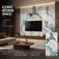 Panneau mural décoratif en PVC brillant MORLENX, imitation marbre UV, agate bleu turquoise et or blanc, pour décoration intérieure de luxe
