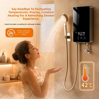 Chauffe-eau électrique à débit instantané 5500W avec écran LED, température constante, pour hôtel, camping-car, extérieur, usage domestique, salle de bain, en plastique, certifié CE