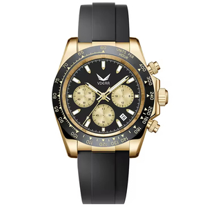 Montre Homme Luxe Originale Neuve, Meilleure Montre Dorée, Étanche 5 ATM, Bracelet en Silicone, Lunette Céramique, Chronographe Lumineux, Vente en Gros - Product Image 1