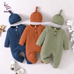 2024 Nieuwe Lente Pasgeboren Unisex Effen Katoenen Bodysuit Schattige Baby Rits Romper Jumpsuit Groothandel Jongens Kleding Rompertjes