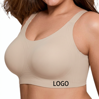 Sujetador Deportivo Sin Costuras SHANGBINI para Oficina en Casa, Talla Grande, Cuello Redondo, Tejido Elástico, Bralette Cómodo