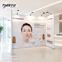 Stand de salon professionnel modulaire en aluminium, mur de toile tendue portable, système d'affichage d'exposition avec graphismes personnalisés