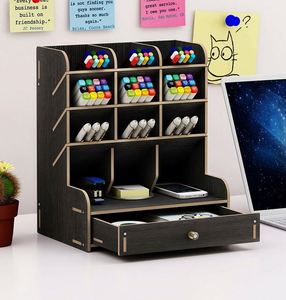 Creative Rectangle PVC Injection-Molded <b>Pen</b> Holder Organizer Drawer-Type Portable Multifunction Personalized Desktop Stationery - Product Image 4