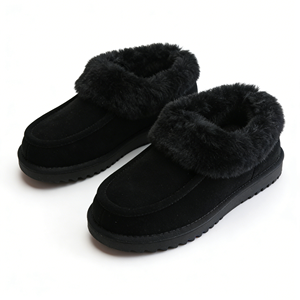 <span class=keywords><strong>Pantofole</strong></span> da <span class=keywords><strong>Uomo</strong></span> in Finta Pelliccia Nera OEM/ODM, Fodera Morbida in Peluche, Logo Personalizzato, Scarpe Invernali da Casa, Suola Impermeabile Antiscivolo - Product Image 1