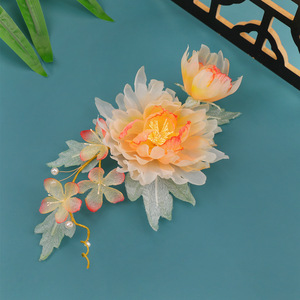 Pince à cheveux pivoine dégradée antique faite à la main, design original Printemps 2026, accessoire de coiffure Hanfu perforé - Product Image 2