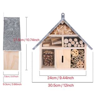 Moderne hölzerne Biene Schmetterling Insekt Hotel ökologische Garten Beobachtung Blechdose Haustier Haus Knopf gedruckt Vogelkäfige hängen - Product Image 4