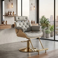 Fauteuil de Barbier de Luxe en Cuir Synthétique, Inclinable, Pivotant à 360 Degrés, Réglable en Hauteur, pour Salon de Coiffure (Vente en Gros)
