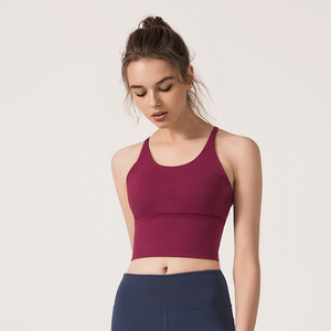 Women Criss Cross Multi Strap Cutout <b>Back</b> Yoga Crop Tank <b>Top</b> Padded U Neck Sports Bra <b>Low</b> Support Pilates Workout Active Wear - Product Image 2