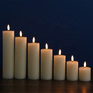 Elfenbeinfarbene Flackernde Elektrische <span class=keywords><strong>LED</strong></span>-Stumpenkerzen aus Paraffinwachs mit Fernbedienung für Hochzeitsdeko - Product Image 5