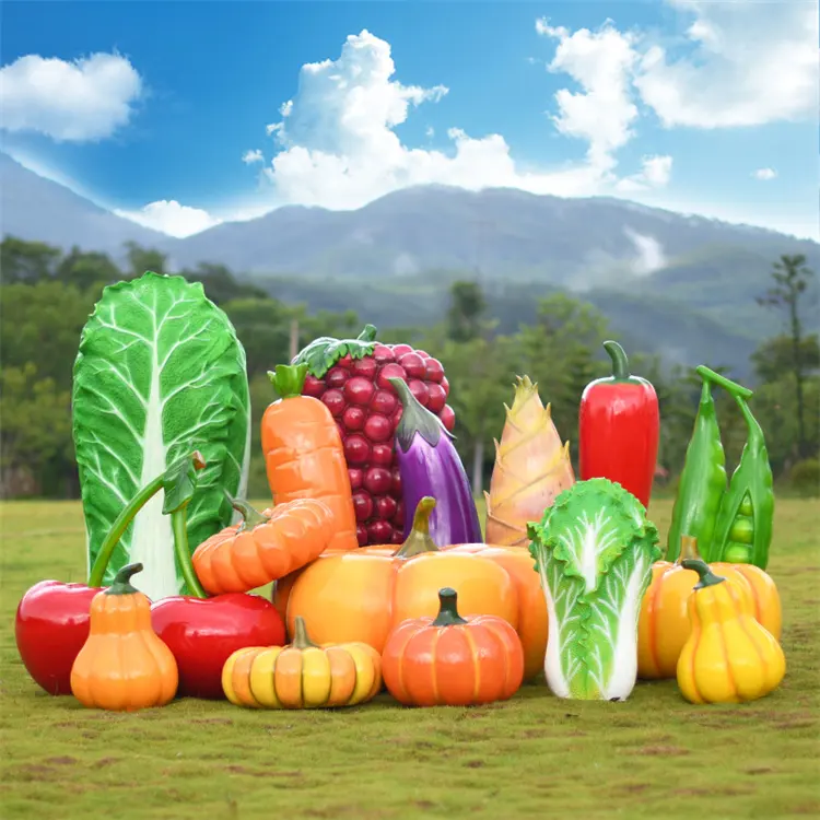 Bombas de frutas e vegetais, escultura de fritas externas para uso externo, morango, maçã, pepper, repolho chinês, fazenda, decoração