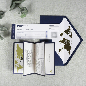 Sang trọng DIY papercraft hải quân lên máy bay thẻ với lá vàng tùy chỉnh in hộ chiếu tập sách lời mời với phong bì - Product Image 3