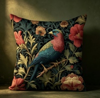 Housse de coussin décorative imprimée avec motif floral vintage abstrait et oiseaux, style Art Déco, pour canapé