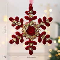 Ornements de Noël en velours bordeaux, décorations suspendues floquées or et rouge, flocons de neige, rennes, ballerines, pour la maison