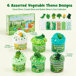 Kit de Slime Vegetal Verde al por Mayor, 6 Vasos de Slime de Cristal Nube, Juguete Sensorial Antiestrés, Set de Caja de Regalo Personalizada OEM - Product Image 2