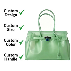 Borsa tote impermeabile in PVC da <span class=keywords><strong>donna</strong></span>, trasparente, personalizzata, olografica, per lo shopping, da concerto, in gelatina, di alta qualità, con logo stampato - Product Image 1