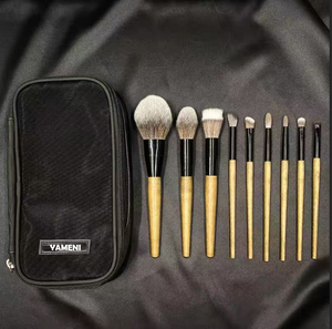 9pcs Synthetic Hair Makeup Brush Set Wood Handle <b>Bag</b> Round Angular <b>Blush</b> Flat Face Powder Eyeshadow Cosmetic Brushes Custom Kit - Product Image 1