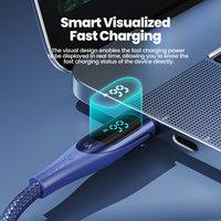 Câble USB-A vers Type-C à charge rapide 6A avec affichage numérique Toocki, synchronisation de données à courant élevé, tressé pour les téléphones Huawei Xiaomi, banque d'alimentation
