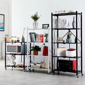 Vente chaude moderne support de rangement pliant en métal à 4 couches avec roues organisateur de cuisine à domicile et rangement de salle de bain pour articles ménagers - Product Image 6