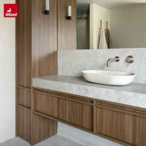 Тумба для ванной Alland Clean Lines в скандинавском винтажном стиле, подвесная, без ручек, из белого дуба, с раковиной - Product Image 3