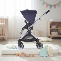 Poussette bébé Baypie BP168 avec poignée réversible, cadre en alliage d'aluminium, grand panier de rangement, poussette multifonctionnelle, capacité de charge de 15 kg
