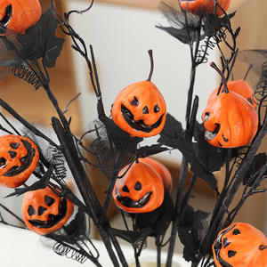Nuovo prodotto decorazioni di Halloween <span class=keywords><strong>fiore</strong></span> artificiale di plastica Horror <span class=keywords><strong>zucca</strong></span> con fiori a gambo e Ghost Display per la festa a casa - Product Image 3