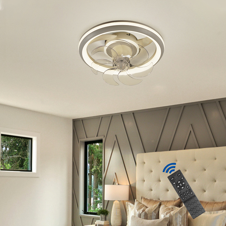 LOSO High Quality Home Kitchen Dining Room 7 Blades 6 Speeds Fan Light Remote Control LED Ceiling Fan With Lamp
