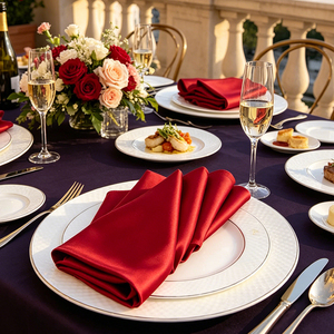 Serviettes en <span class=keywords><strong>tissu</strong></span> satiné soyeux couleur terre cuite, 17x17 pouces (lot <span class=keywords><strong>de</strong></span> 12), réutilisables, pour la maison, la cuisine, les restaurants, les mariages, les fêtes - Product Image 6